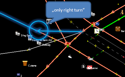 Abbildung 1: Beispiel einer Kreuzung mit Rechtsabbiegegebot.