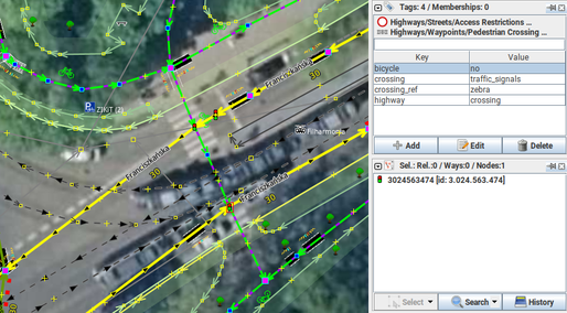 JOSM screenshot with https://www.openstreetmap.org/way/25148732 selected.