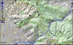TopOSM showing the hills east of Oakland and Berkeley, CA.