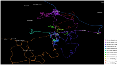 Surrey Hills (Sunday) - Black background - with city names