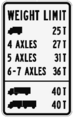 Oregon: maxweight=25 st maxweight:hgv_articulated=40 st maxweight:hgv:conditional=27 st @ (axles=4); 31 st @ (axles=5); 36 st @ (axles>=6); 40 st @ (trailer) (specify unit as short tons)