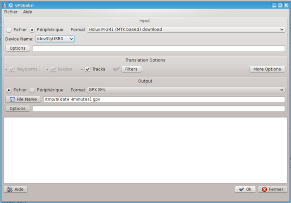 Interfaces graphiques de GPSBabel pour GNU Linux
