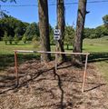 A metal hitching rail in Indiana's Amish Country