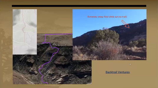 Trail marked along a steep scramble where no trail exists