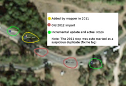 Annotated Aerial view of bus stops