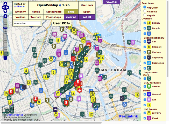 The shop layer of Openpoimap